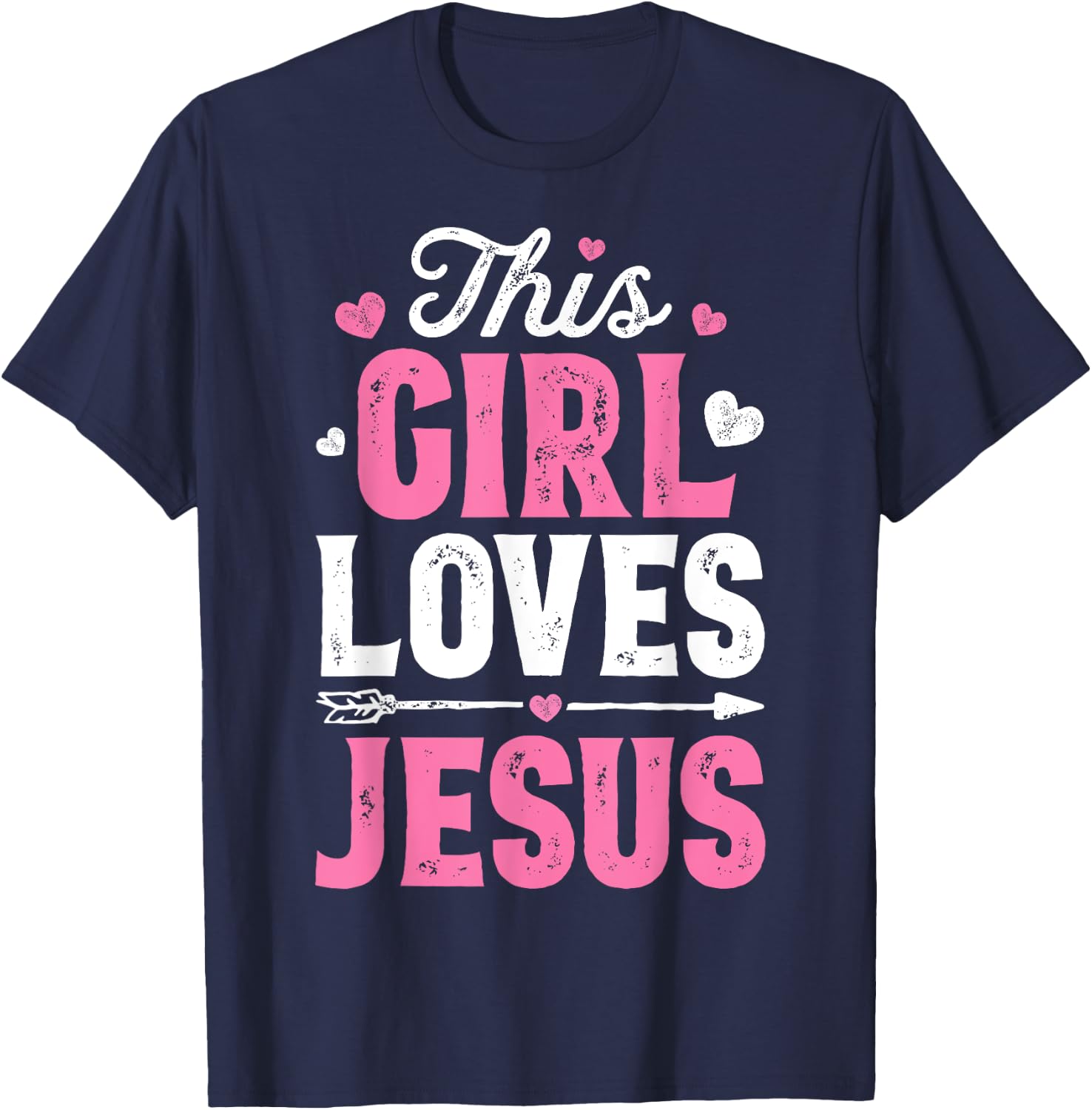 This Girl Loves Jesus Funny Christian Faith Religious Women T-Shirt - T-Shirt | Navy