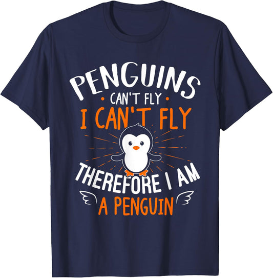 Penguins Can't Fly Shirt - Cute Penguin Lover Gift T-Shirt - T-Shirt | Navy