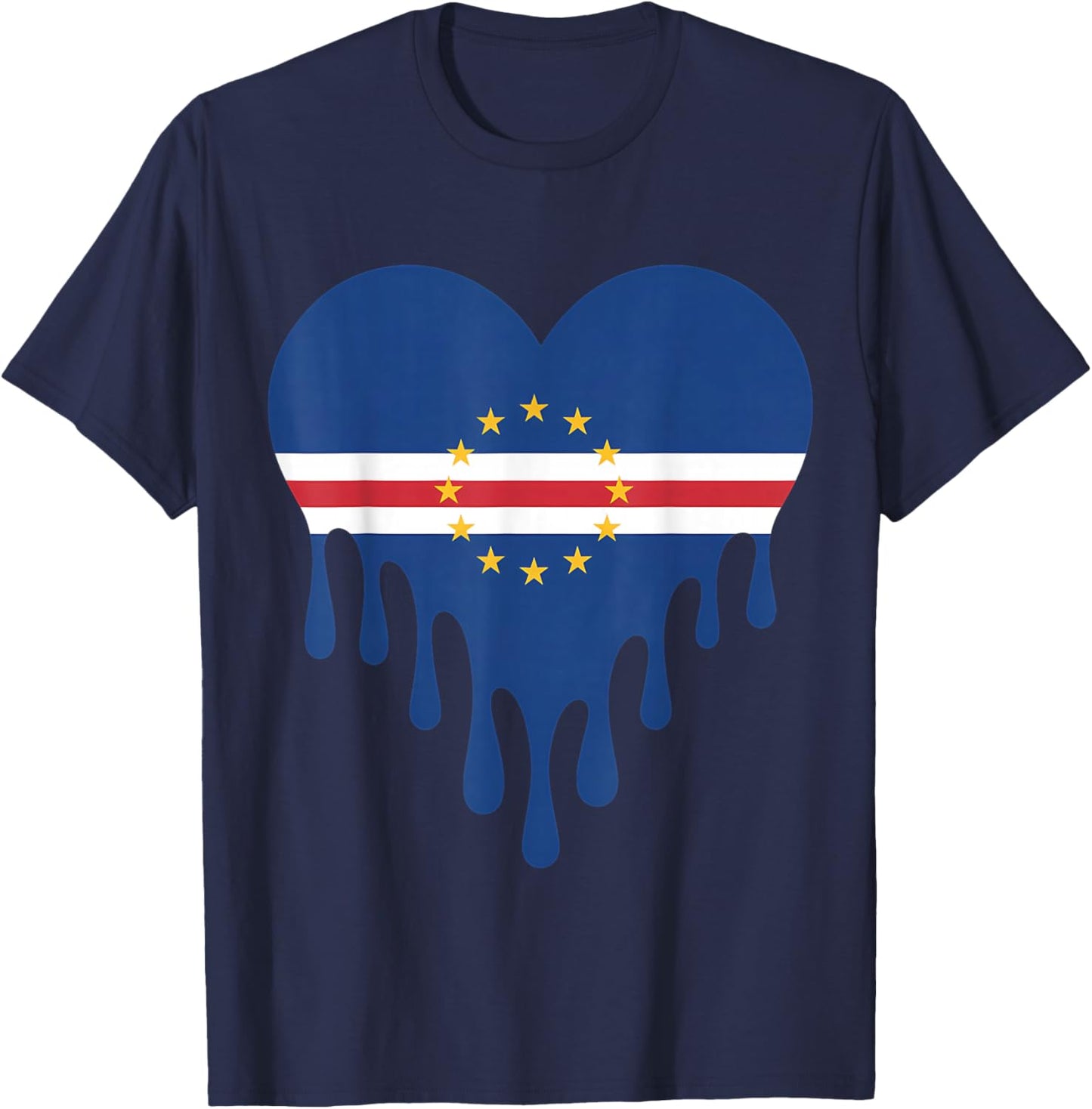 Cabo Verde Heart Cape Verdean Roots Cape Verde Flag T-Shirt - T-Shirt | Navy