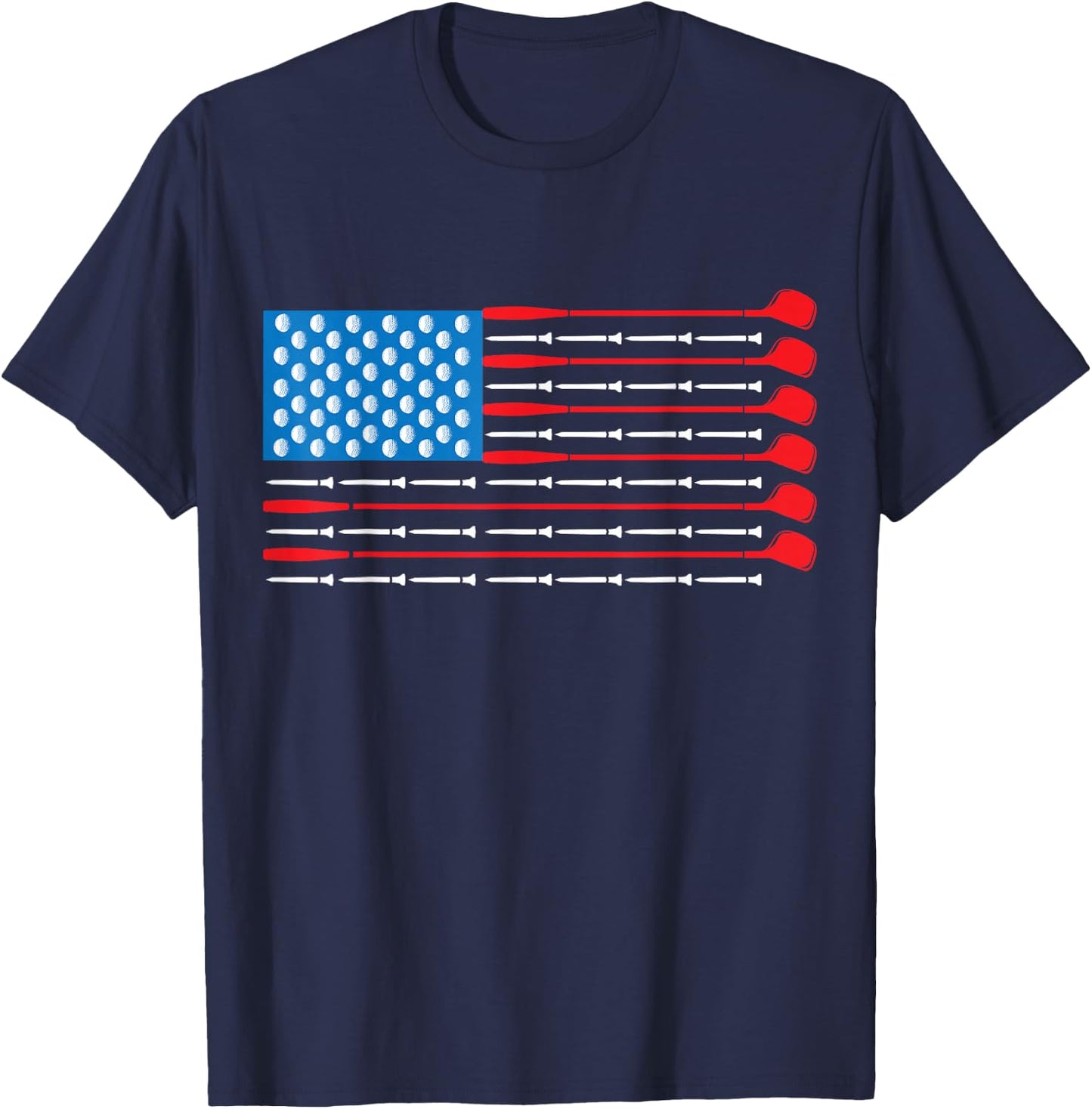Patriotic Golf Shirt - USA Flag Golf Clubs & Golf Balls T-Shirt - T-Shirt | Navy