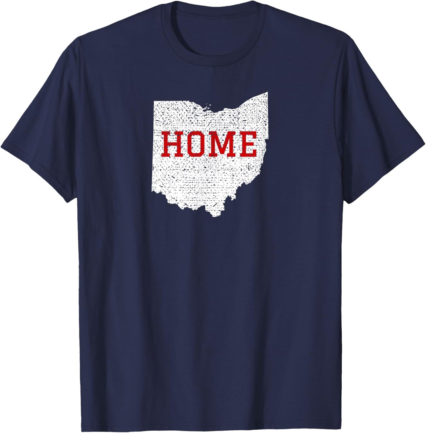 Distressed Ohio Home White Red T-Shirt - T-Shirt | Navy