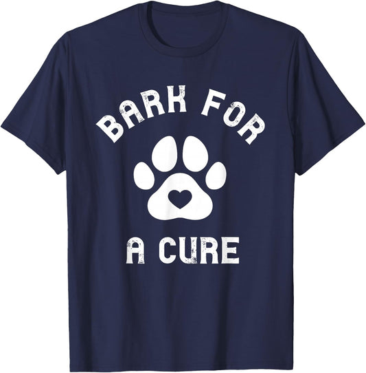 Bark For A Cure Paw Print Canine Cancer Pet Cancer T-Shirt - T-Shirt | Navy