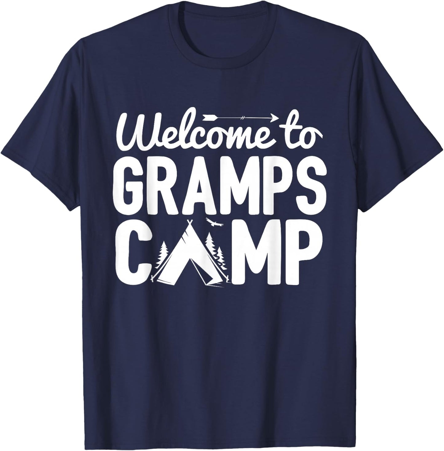 Welcome To Gramps Camp Distressed Camping T-Shirt - T-Shirt | Navy
