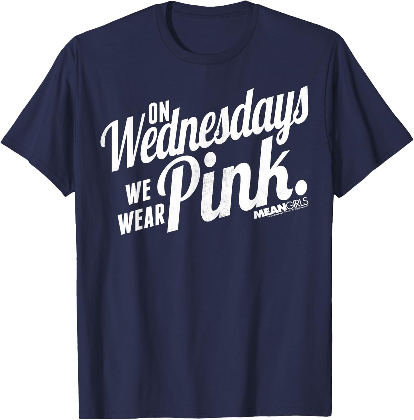 Mean Girls We Wear Pink On Wednesdays Graphic T-Shirt - T-Shirt | Navy