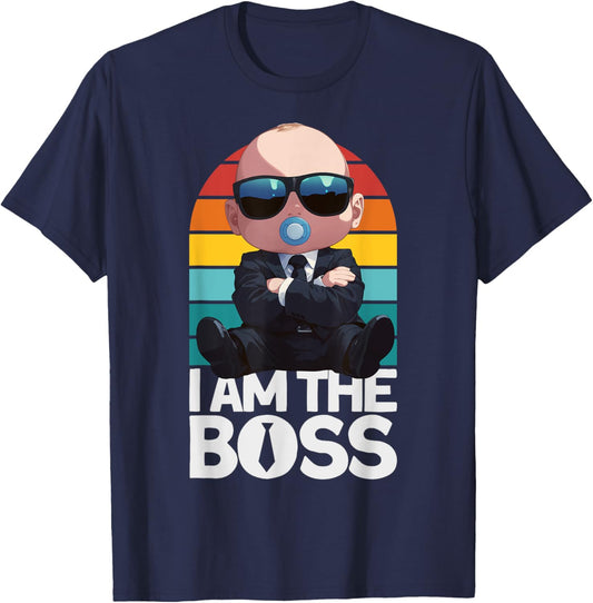 Baby Boss "I Am The Boss" Retro Like A Boss Kids T-Shirt - T-Shirt | Navy