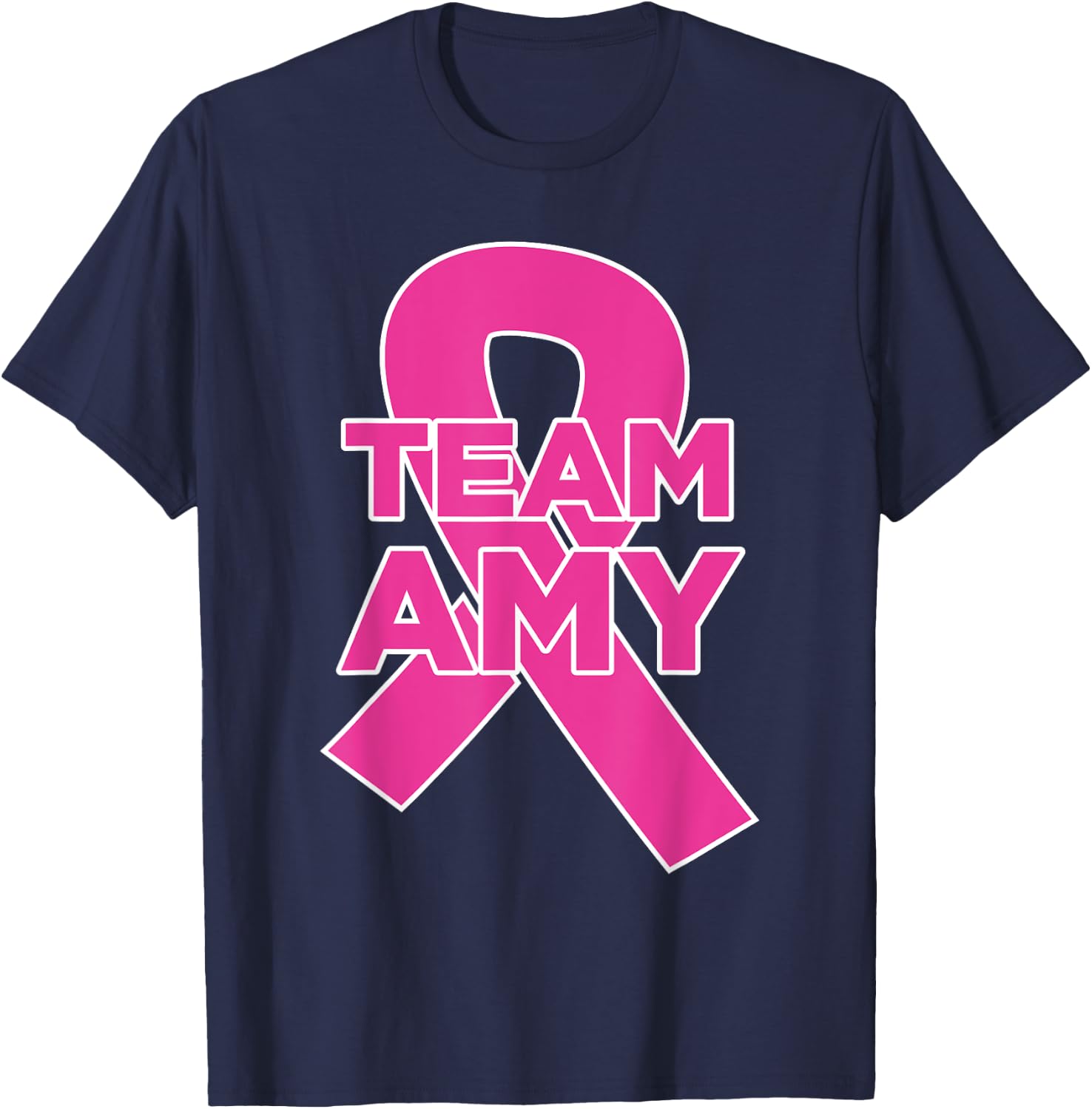 Team Amy - Breast Cancer Awareness T-Shirt - T-Shirt | Navy