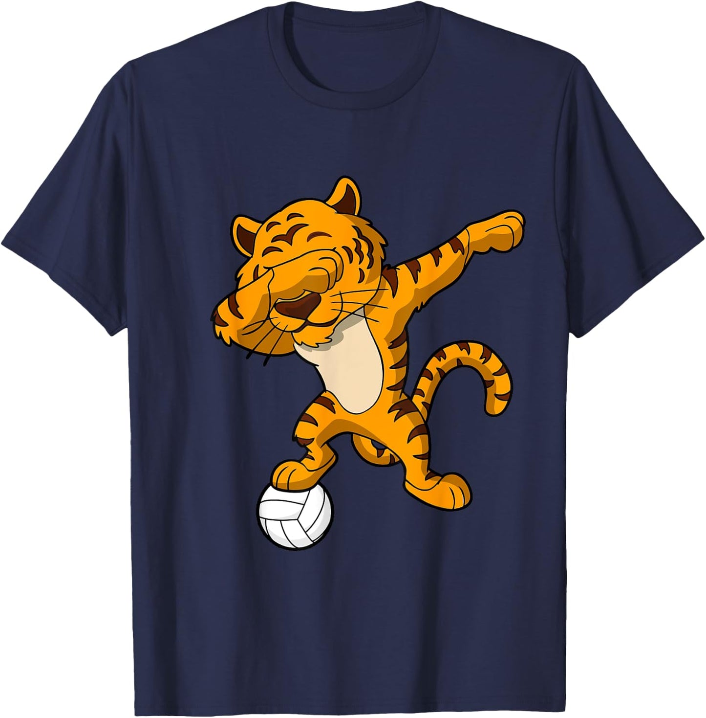 Dabbing Tiger Volleyball Dab Dance Men Women Kids Boys Girls T-Shirt - T-Shirt | Navy