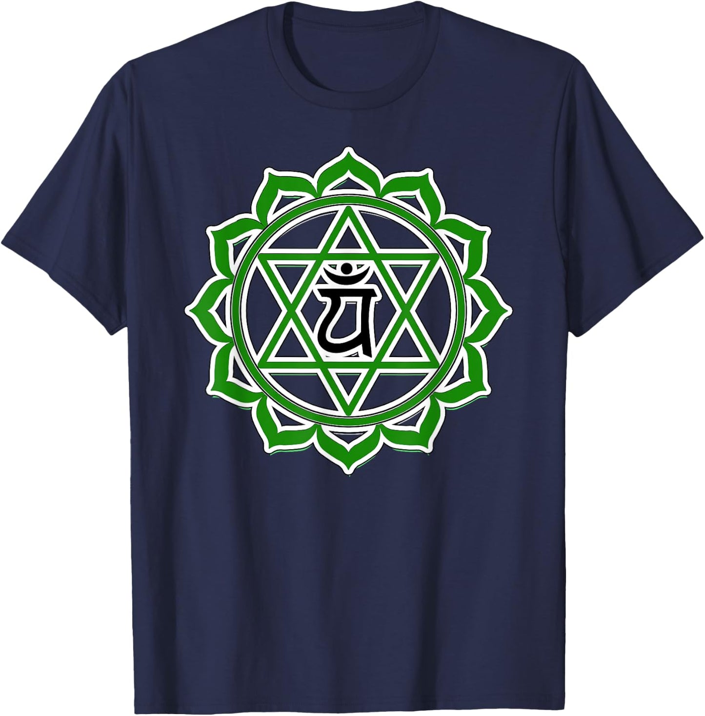 Yoga Anahata Heart Green Chakra T-Shirt - T-Shirt | Navy