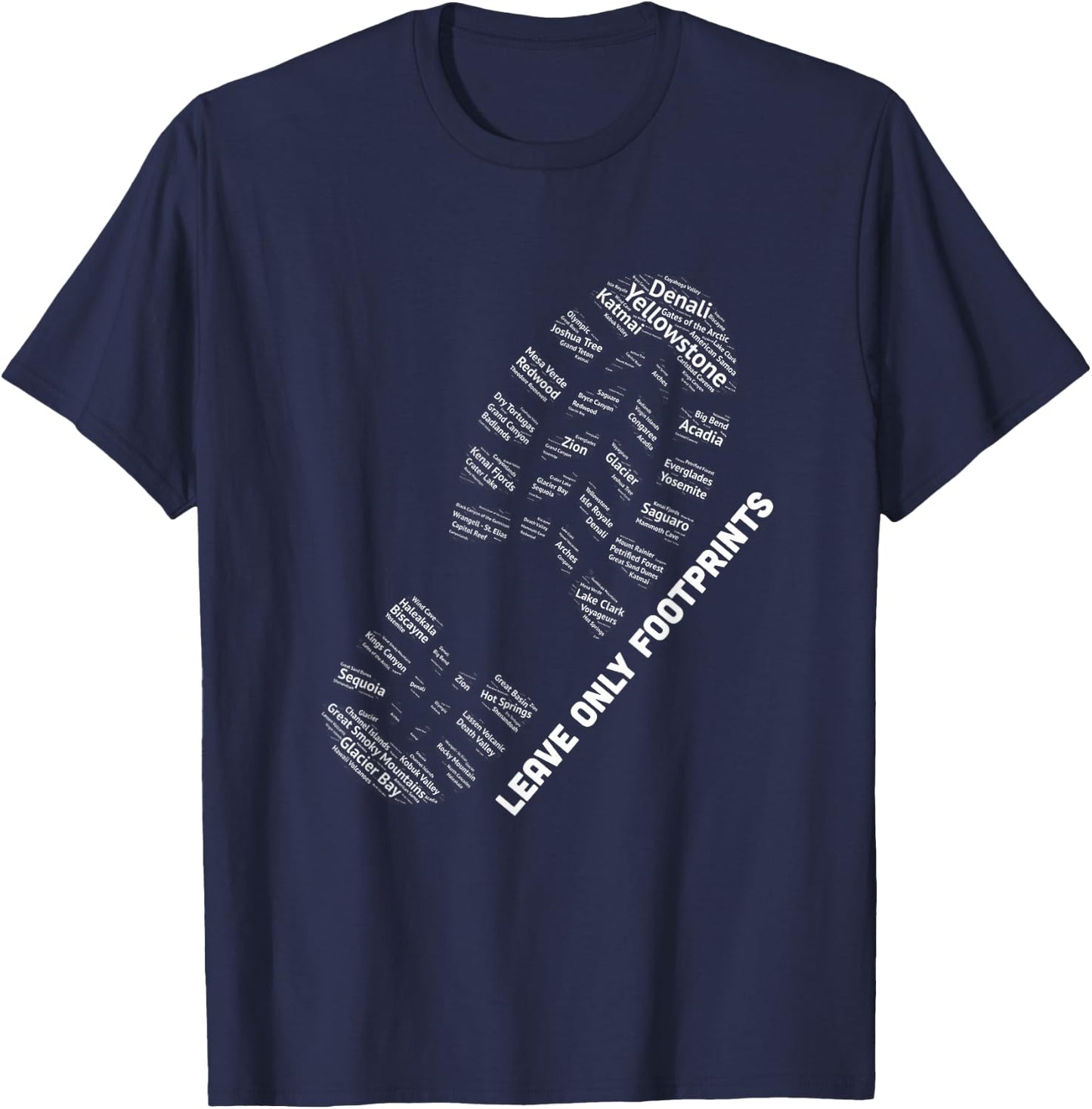 National Parks Boot Print Shirt Listing All National Parks T-Shirt - T-Shirt | Navy