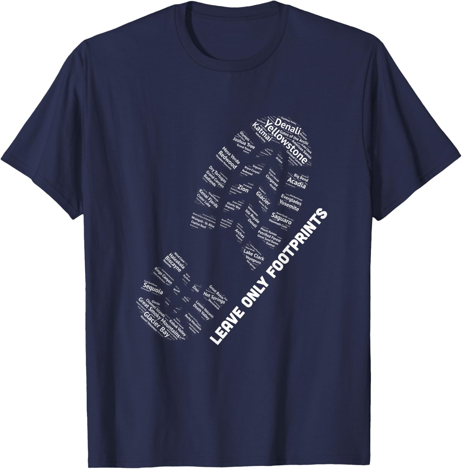 National Parks Boot Print Shirt Listing All National Parks T-Shirt - T-Shirt | Navy