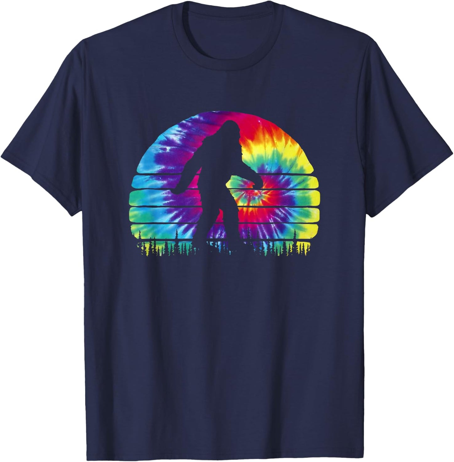 Believe in Bigfoot Tie Dye Design - Hippie Sasquatch T-Shirt - T-Shirt | Navy