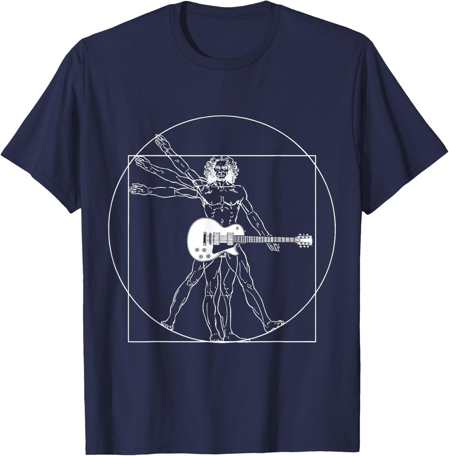 Vitruvian Man Guitar Da Vinci Guitarist T-Shirt - T-Shirt | Navy