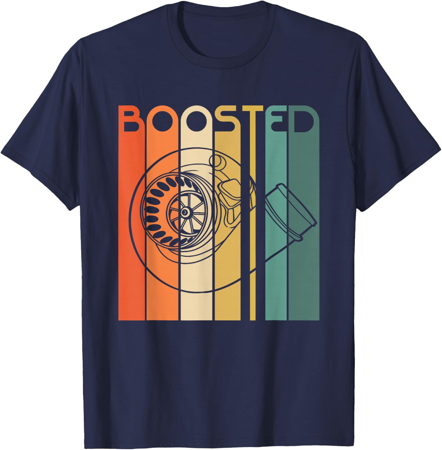 Retro Vintage Turbo Boosted Turbo T Shirt T-Shirt - T-Shirt | Navy