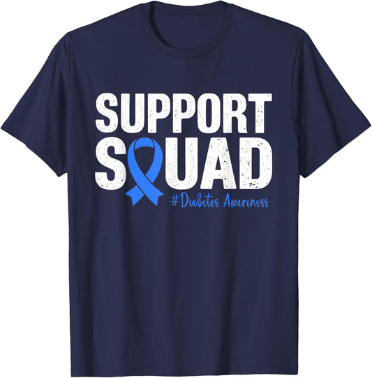 Type 1 Diabetes Warrior Support Squad Diabetes Awareness T-Shirt - T-Shirt | Navy
