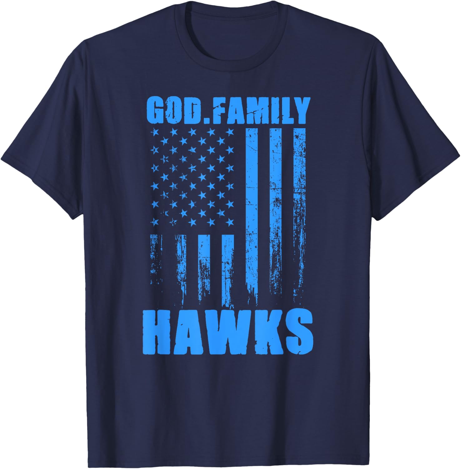 Hanover Hawks God. Family. Vintage USA Flag T-Shirt - T-Shirt | Navy