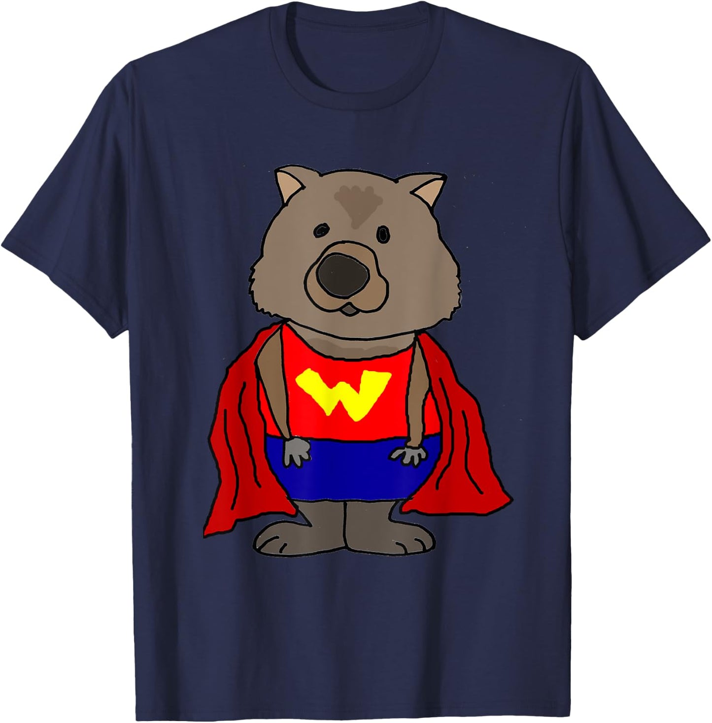 Smilemoretees Funny Wonder Wombat Superhero T-Shirt - T-Shirt | Navy
