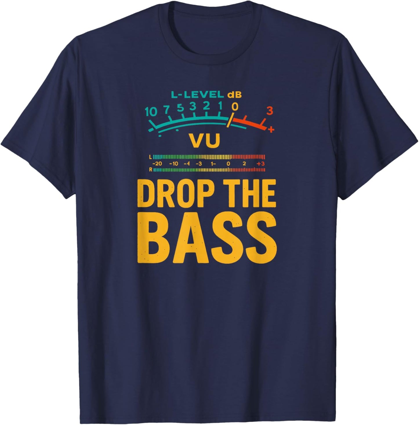 Retro VU Meter Vintage Hi-Fi Audio Stereo Music Sound T-Shirt - T-Shirt | Navy