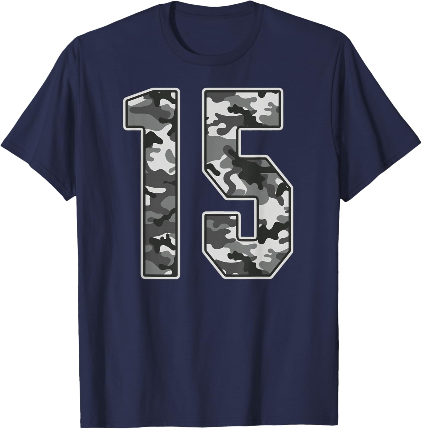 Camo #15 Jersey Number 15 Uniform Fan Favorite Player T-Shirt - T-Shirt | Navy