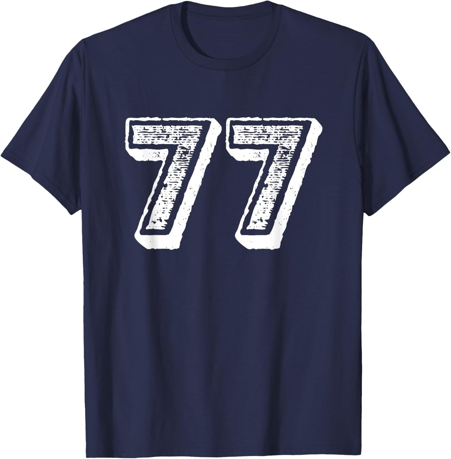 Number 77 Sports Jersey Player #77 Fan Front Print Vintage T-Shirt - T-Shirt | Navy