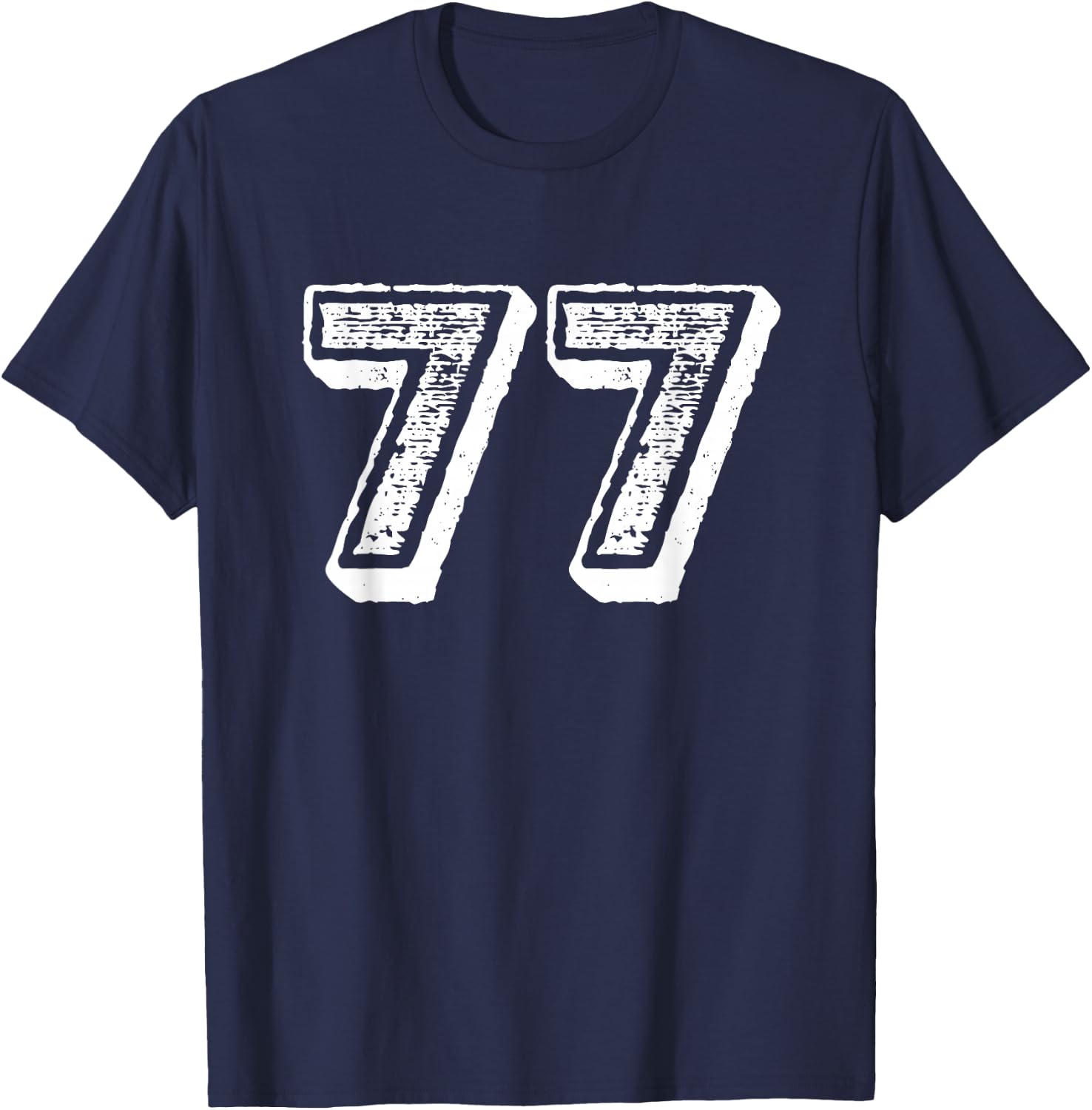 Number 77 Sports Jersey Player #77 Fan Front Print Vintage T-Shirt - T-Shirt | Navy