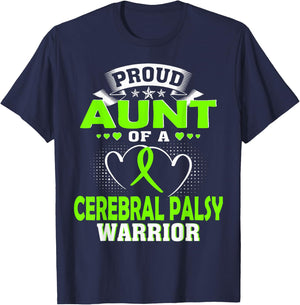 Proud Aunt of a Cerebral Palsy Warrior T-Shirt - T-Shirt | Navy
