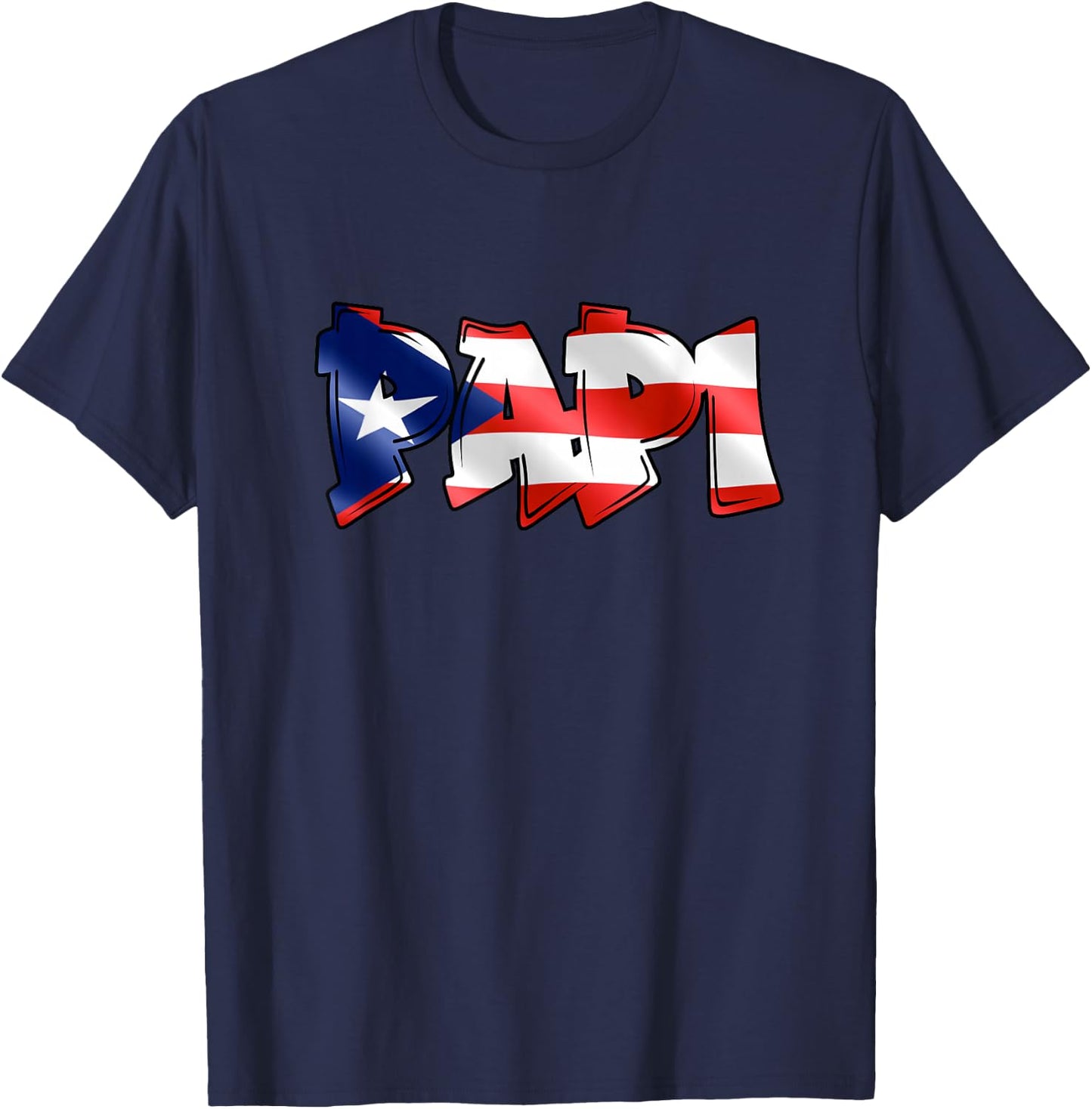 Papi Puerto Rican Flag PR Pride Father Dad Boricua T-Shirt - T-Shirt | Navy