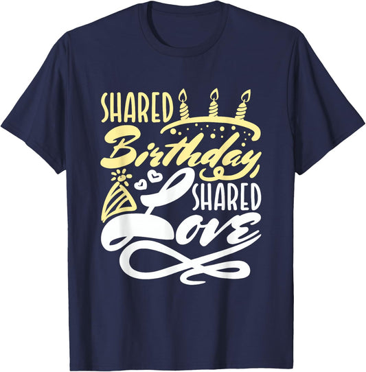 Shared Birthday Family Born On Same Day T-Shirt - T-Shirt | Navy