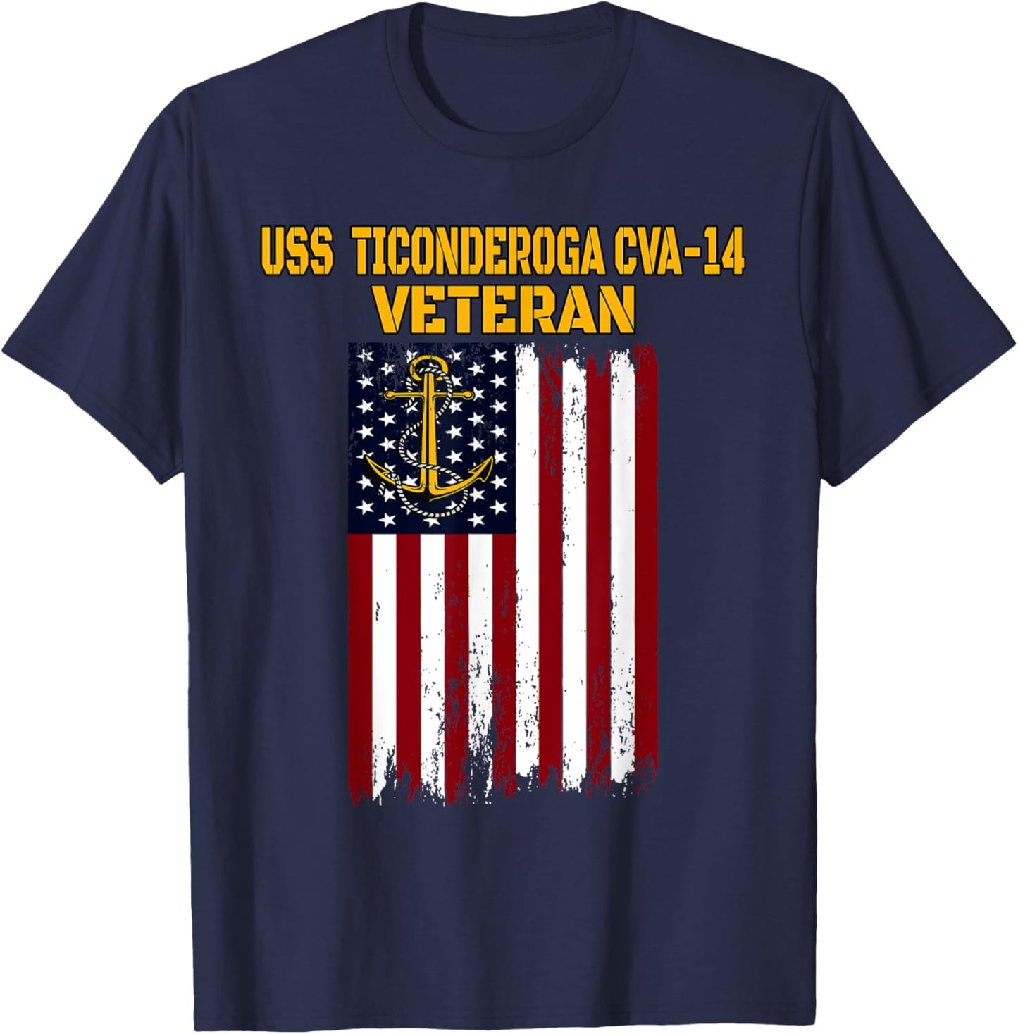 USS Ticonderoga CVA-14 Aircraft Carrier Veterans Day Fathers T-Shirt - T-Shirt | Navy