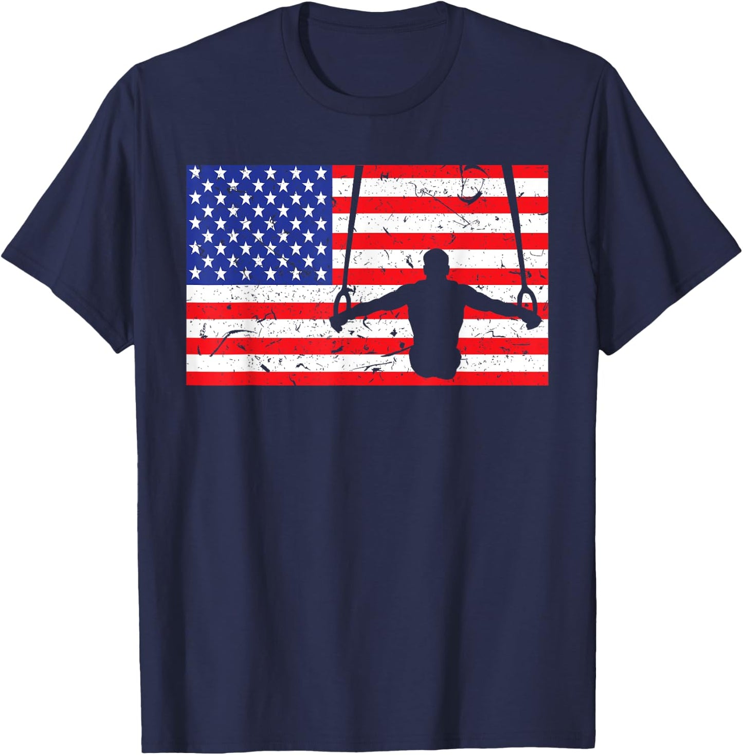 Distressed Gymnastic Rings USA American Flag Vintage Gymnast Kids Men T-Shirt - T-Shirt | Navy