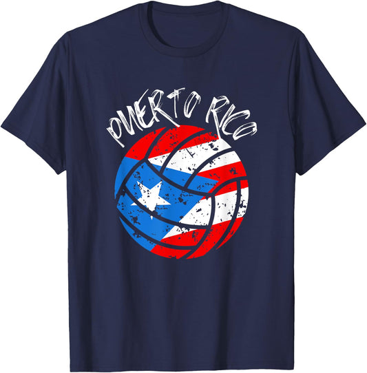 Puerto Rico Flag Volleyball Ball Boricua Puerto Rican T-Shirt - T-Shirt | Navy