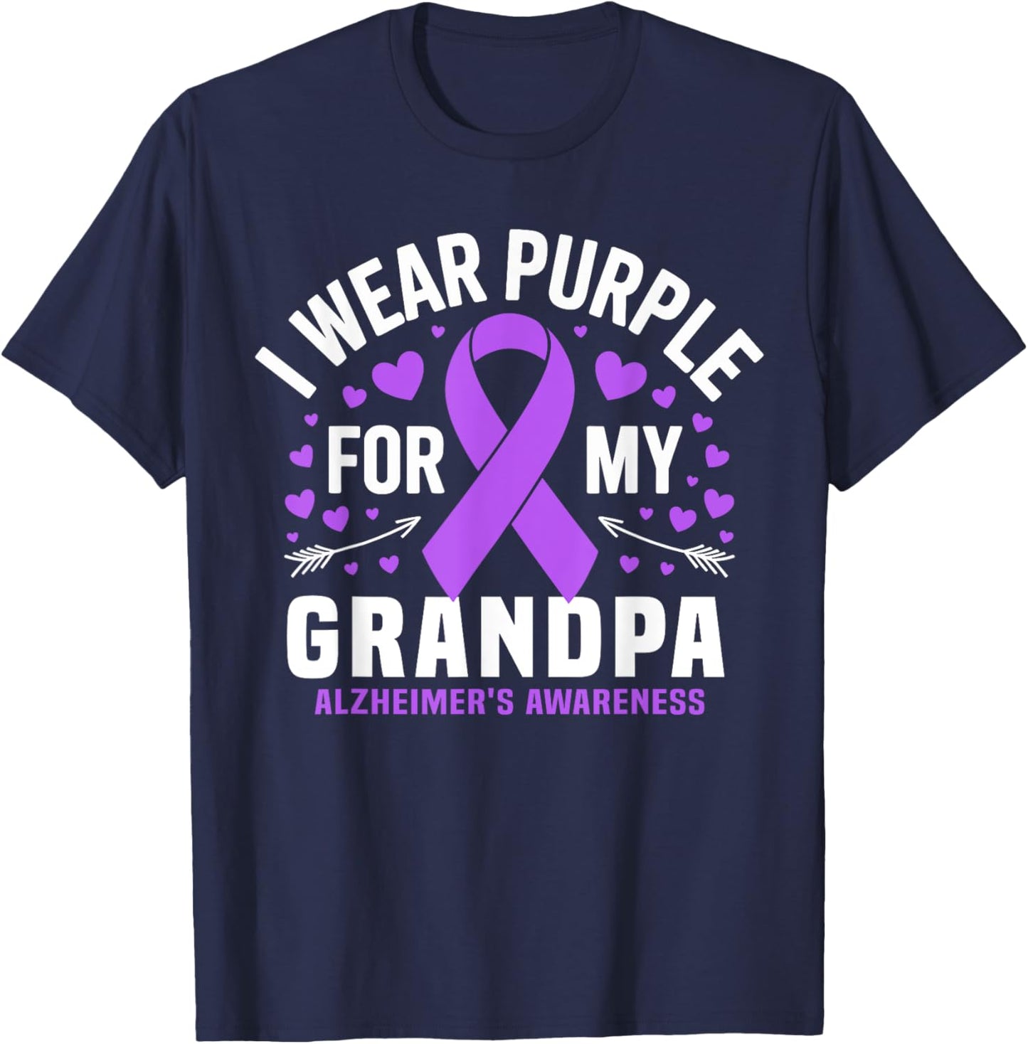 I Wear Purple For My Grandpa Dementia Alzheimer's Awareness T-Shirt - T-Shirt | Navy