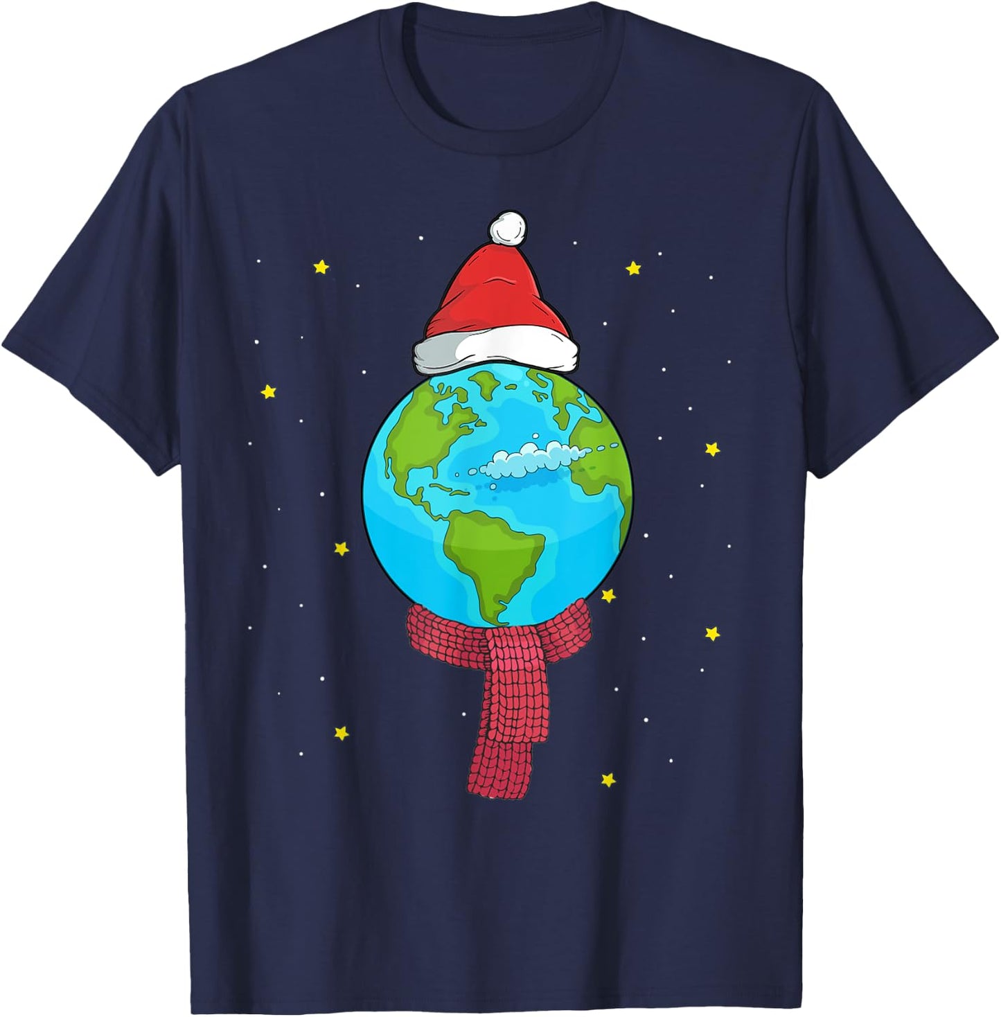 Christmas Planet Earth Pajama Top Santa Space Themed Gift T-Shirt - T-Shirt | Navy