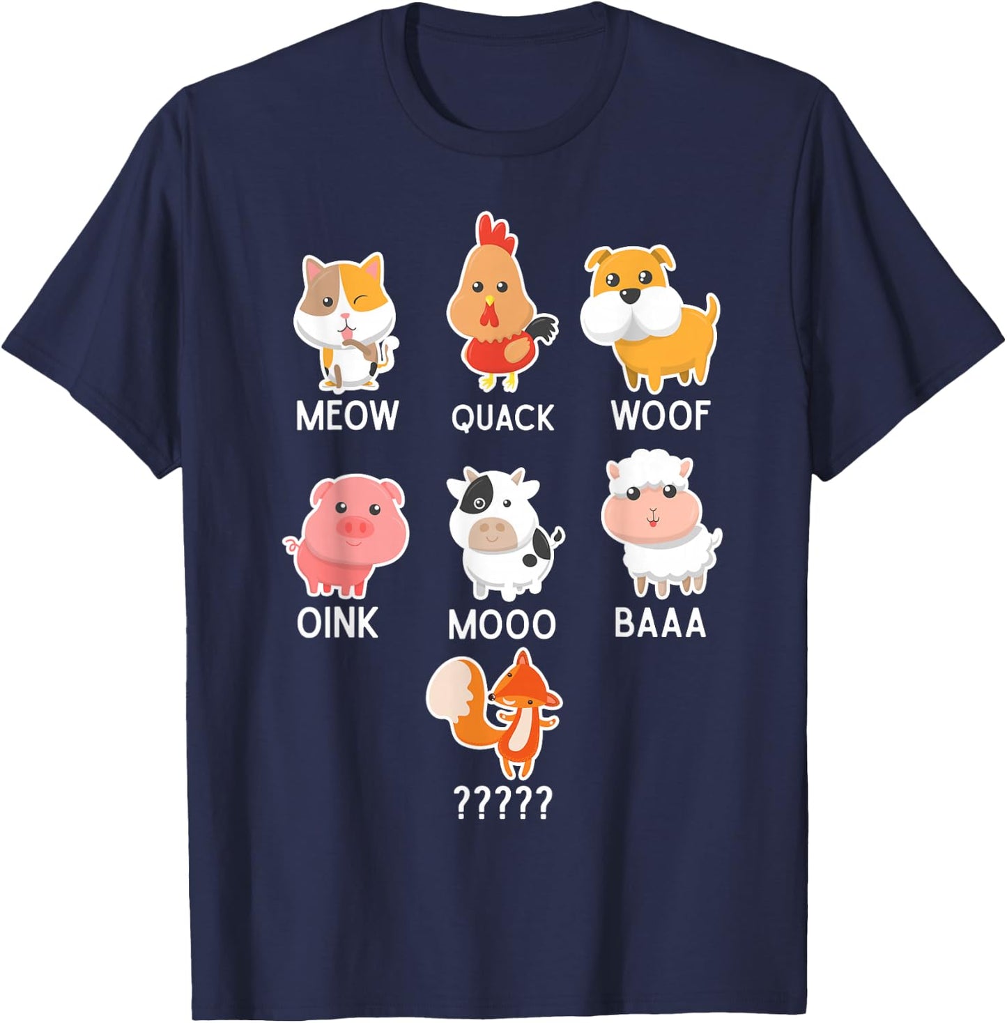 A What Does The Fox Say Animals T-Shirt - T-Shirt | Navy
