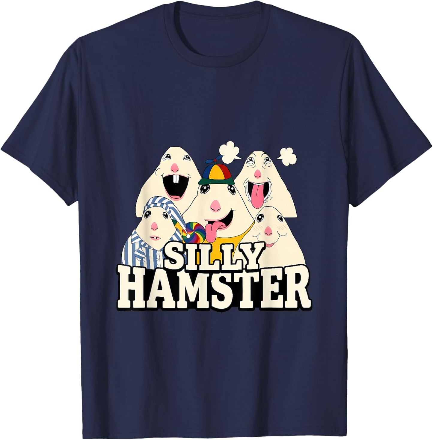 Funny Joke Silly Hamster Brain Rot Meme T-Shirt - T-Shirt | Navy