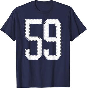 Official Team League #59 Jersey Number 59 Sports Jersey T-Shirt - T-Shirt | Navy
