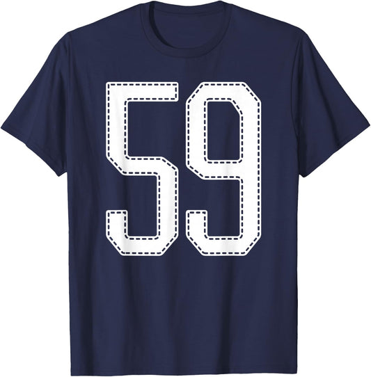 Official Team League #59 Jersey Number 59 Sports Jersey T-Shirt - T-Shirt | Navy