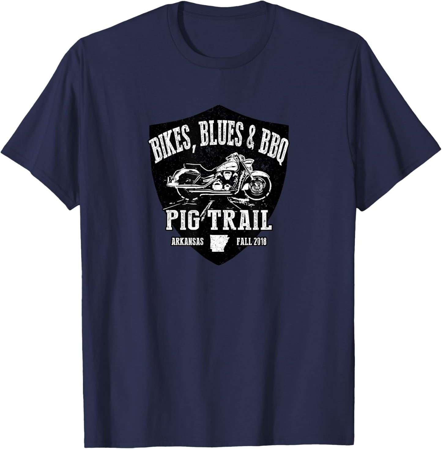 Official Pig Trail Bikes Blues BBQ Motorcycle T-Shirt - T-Shirt | Navy