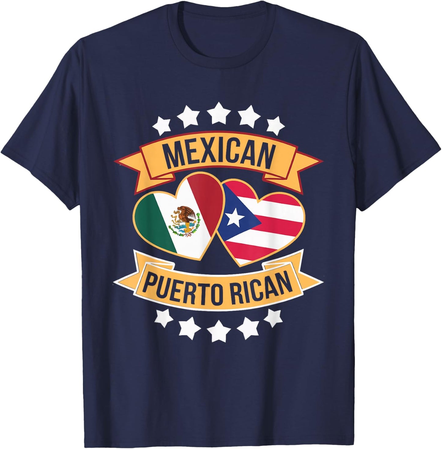 Half Mexican Half Puerto Rican Puerto Rico Flag Mexico T-Shirt - T-Shirt | Navy