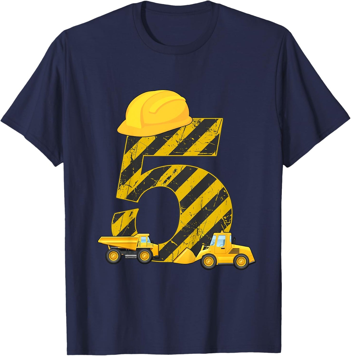 5th Birthday Digger I 5 Years Builder Excavator Gift T-Shirt - T-Shirt | Navy