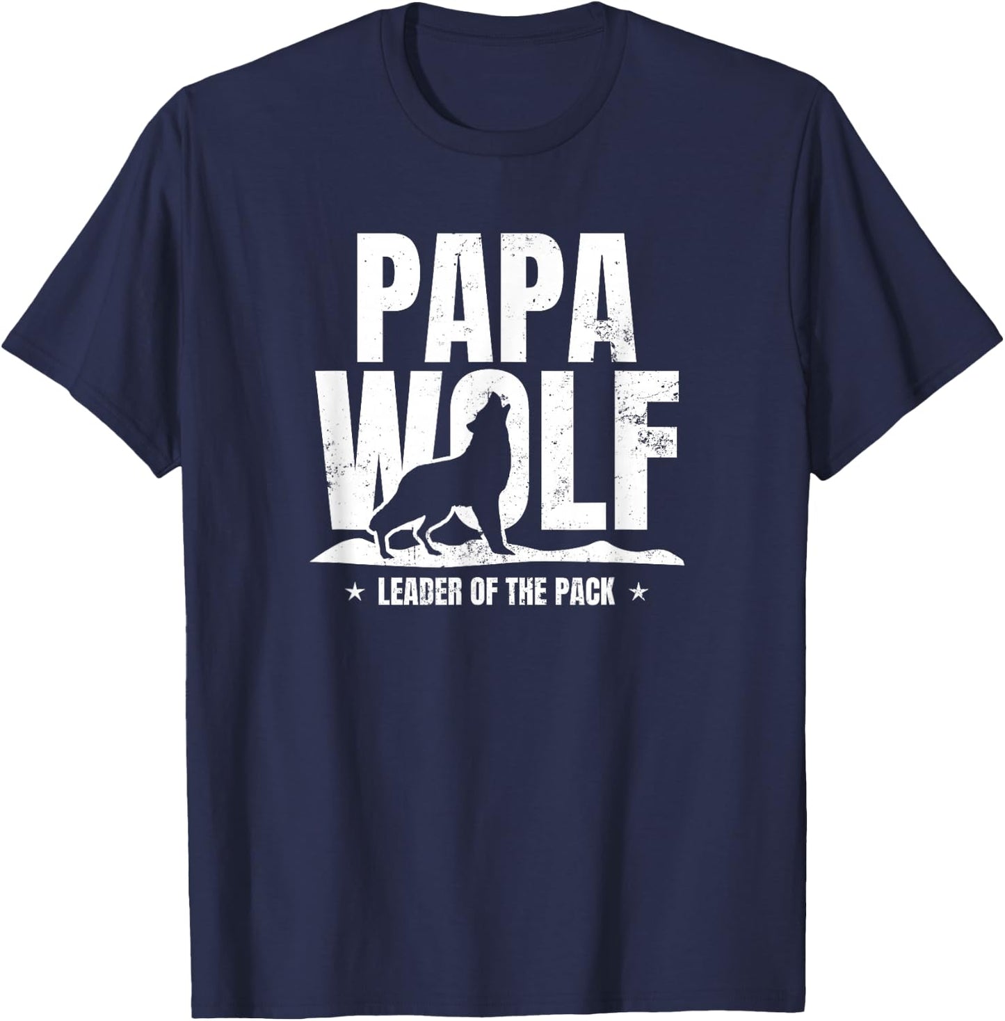 Papa Wolf Design | Leader Of The Pack Gift T-Shirt - T-Shirt | Navy