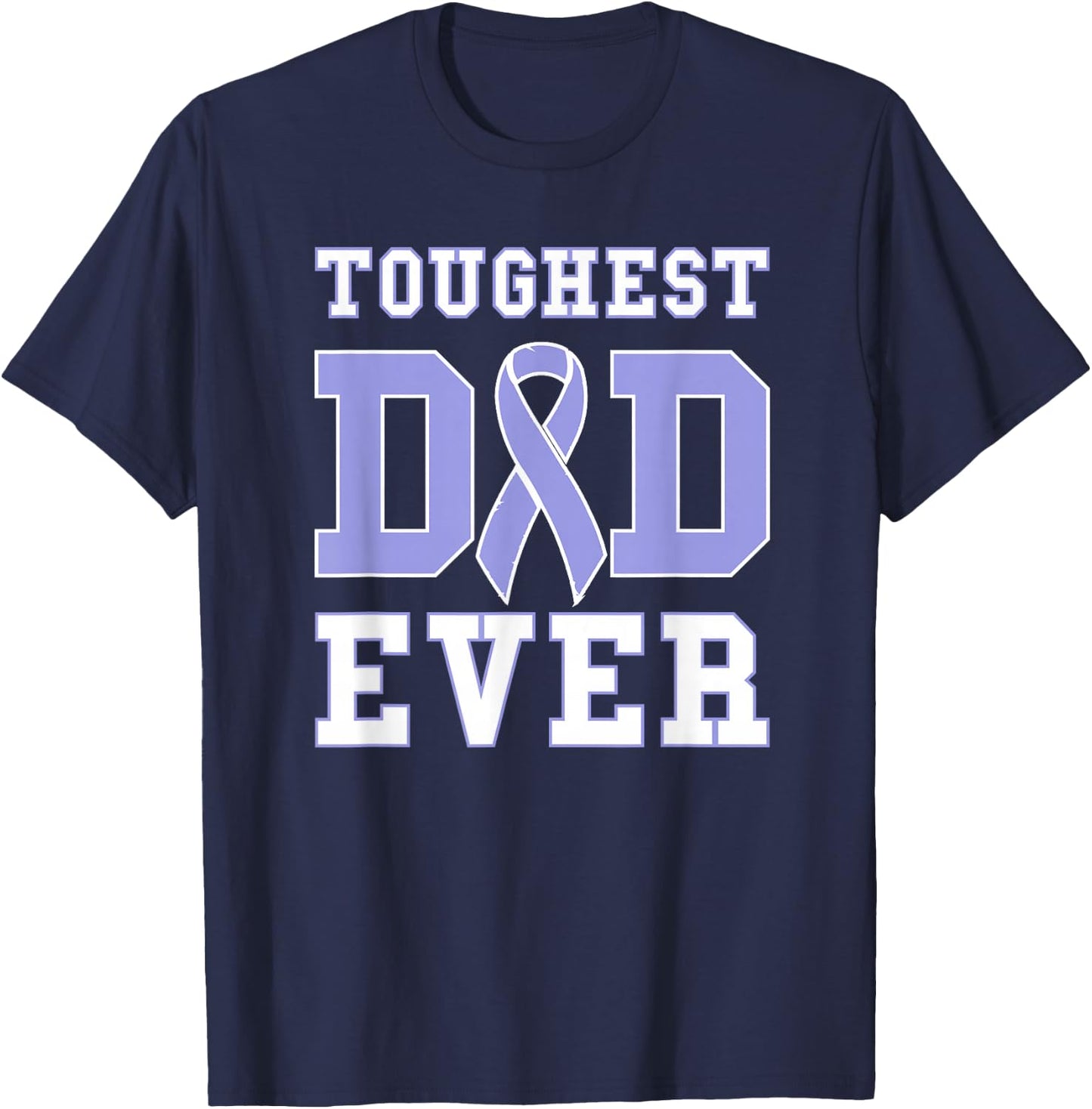 Toughest Dad Ever - Esophageal Cancer Awareness Ribbon T-Shirt - T-Shirt | Navy