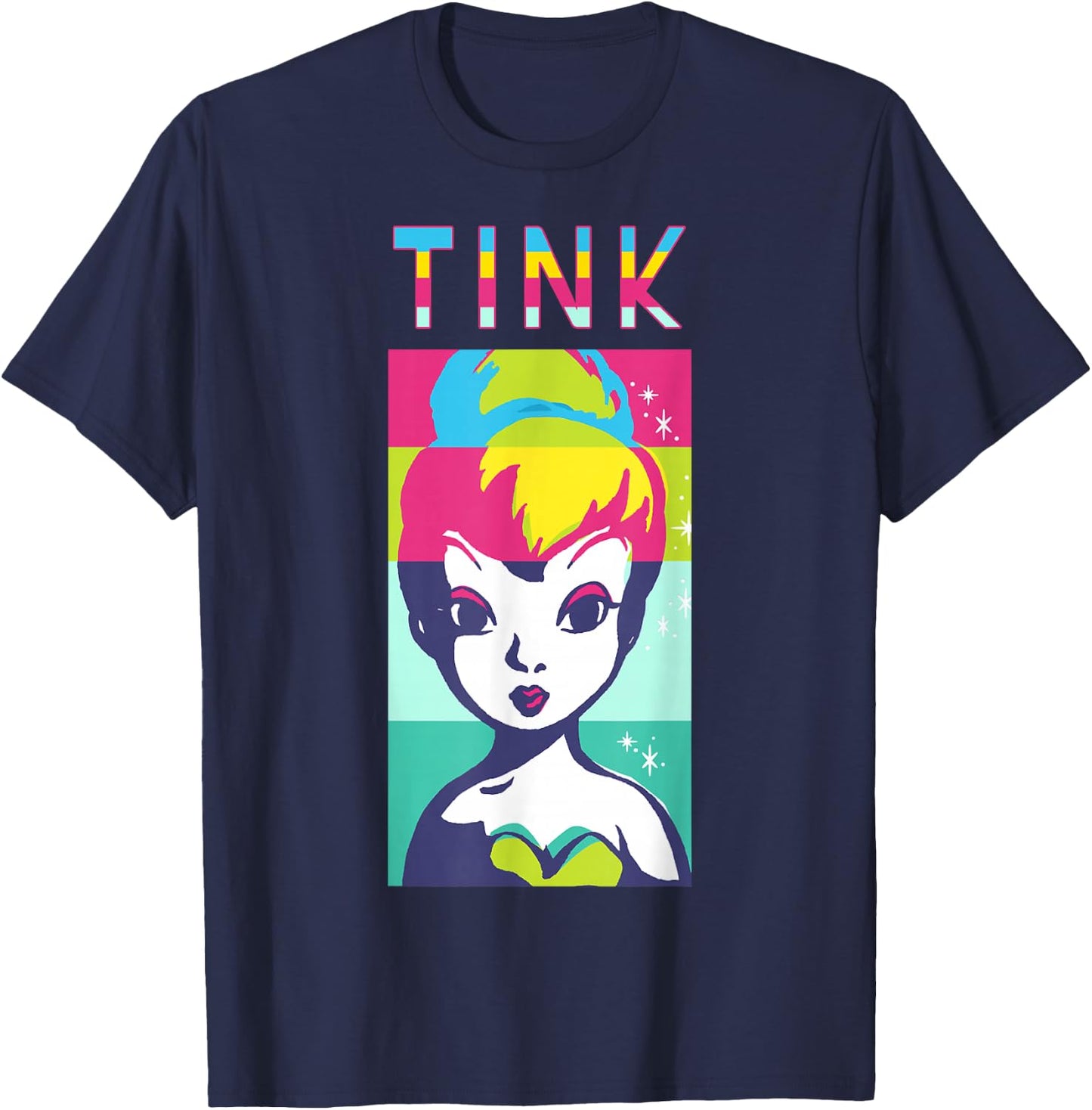 Disney Peter Pan Tinker Bell Color Block Portrait T-Shirt - T-Shirt | Navy