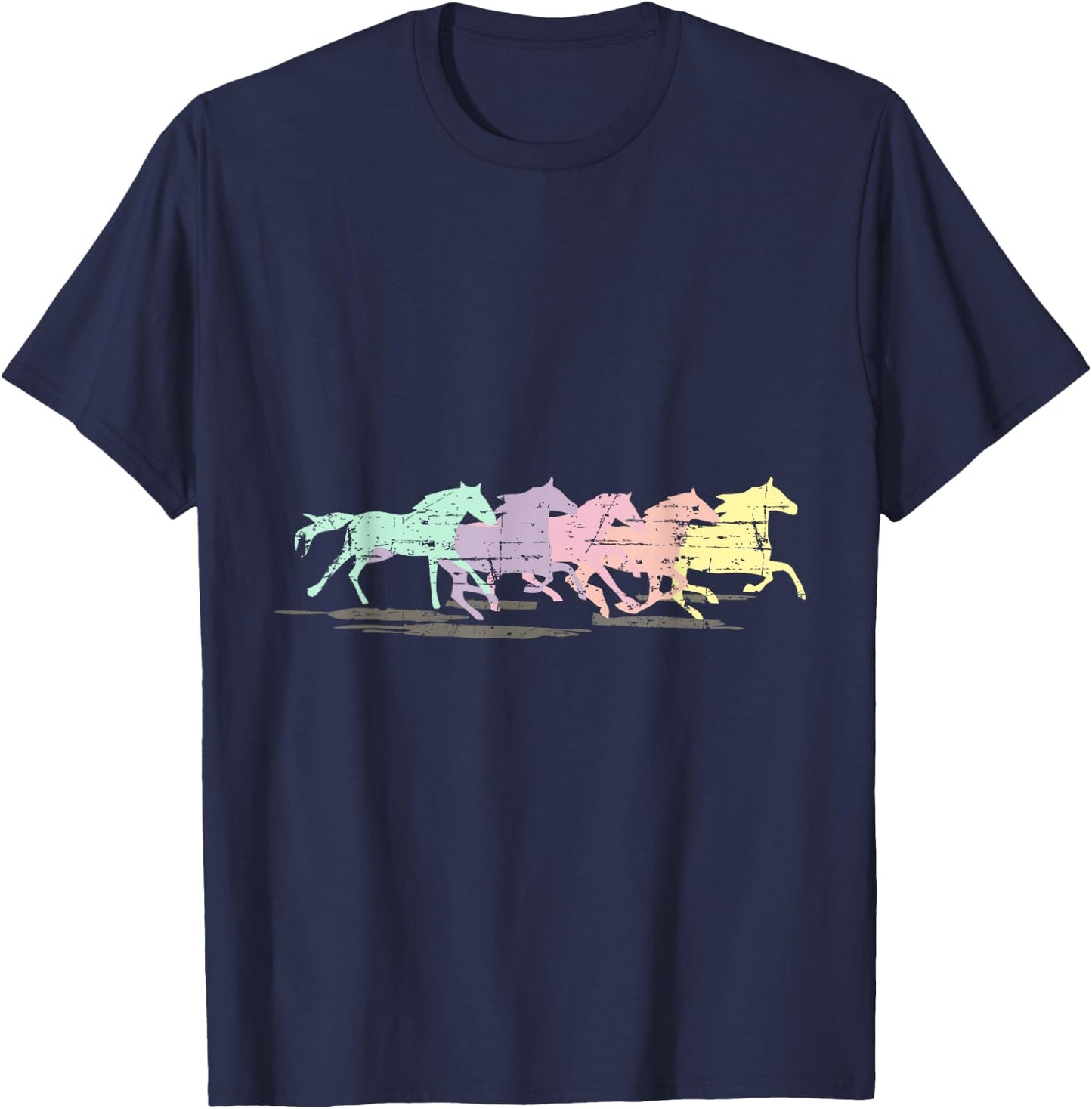 Horses Retro Running T Shirt Mustangs T-Shirt - T-Shirt | Navy