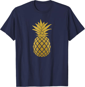Pineapple Gold Cute Beach Women T-Shirt - T-Shirt | Navy