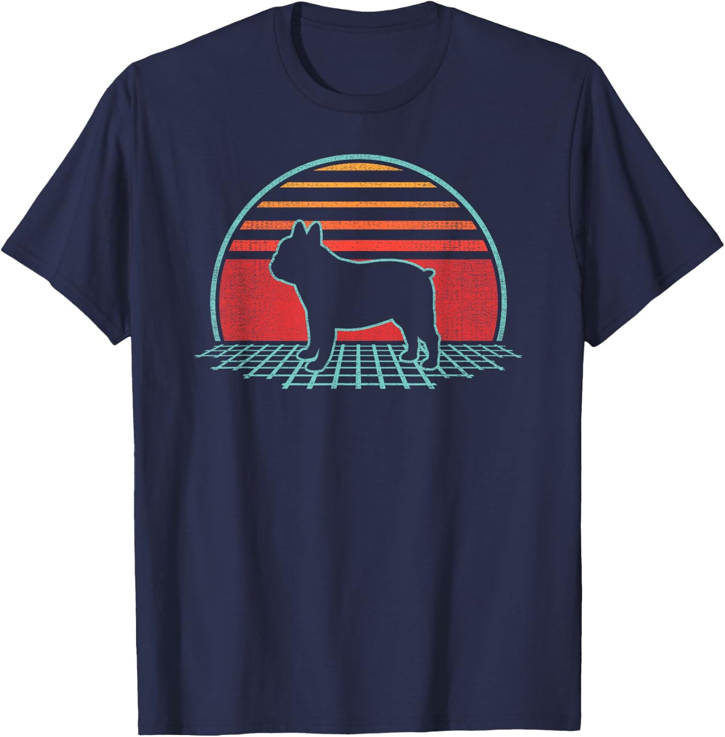 French Bulldog Lover Frenchie Dog Retro Vintage 80s Style Women Girls Kids T-Shirt - T-Shirt | Navy