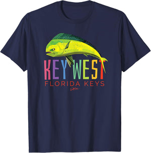 JCombs: Key West, Florida Keys, Dolphin Fish T-Shirt - T-Shirt | Navy