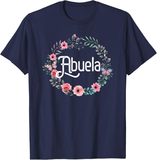 Mother's Day Gift Spanish Grandma Floral Abuela T-Shirt - T-Shirt | Navy