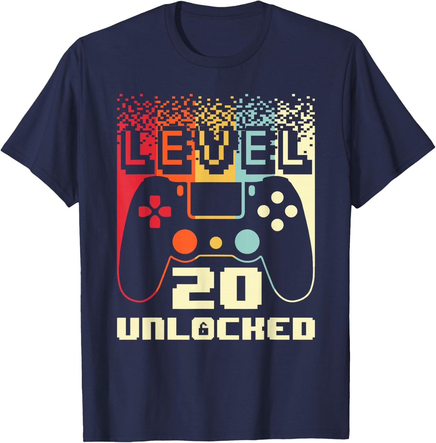 20th Birthday Level 20 Unlocked Gamer 20 Year Old T-Shirt - T-Shirt | Navy