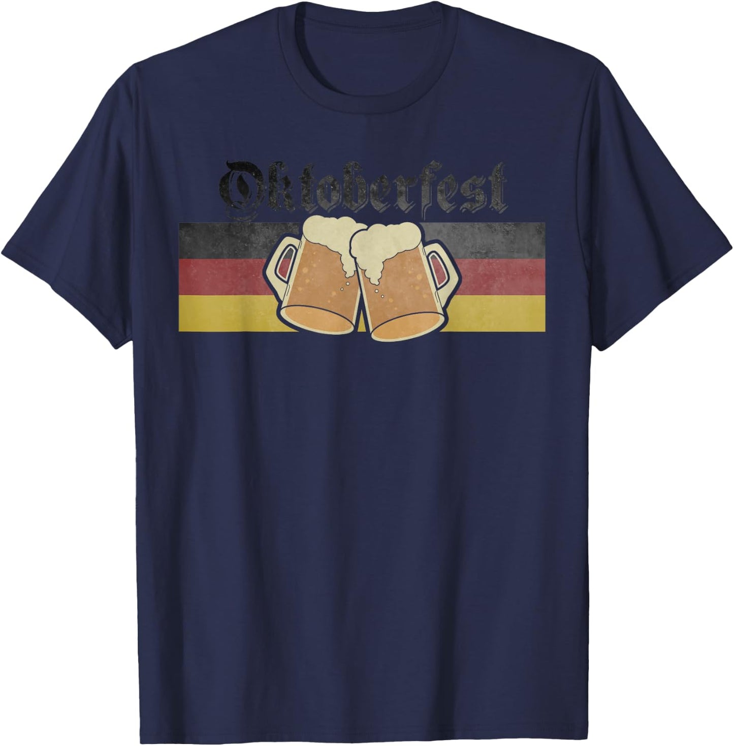 Oktoberfest Germany Beer Festival Deutschland Flag Vintage T-Shirt - T-Shirt | Navy