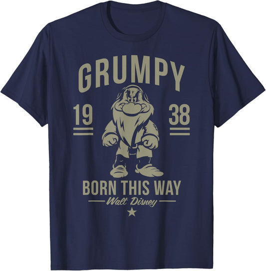 Disney Snow White Grumpy Born This Way 1938 Short Sleeve T-Shirt - T-Shirt | Navy